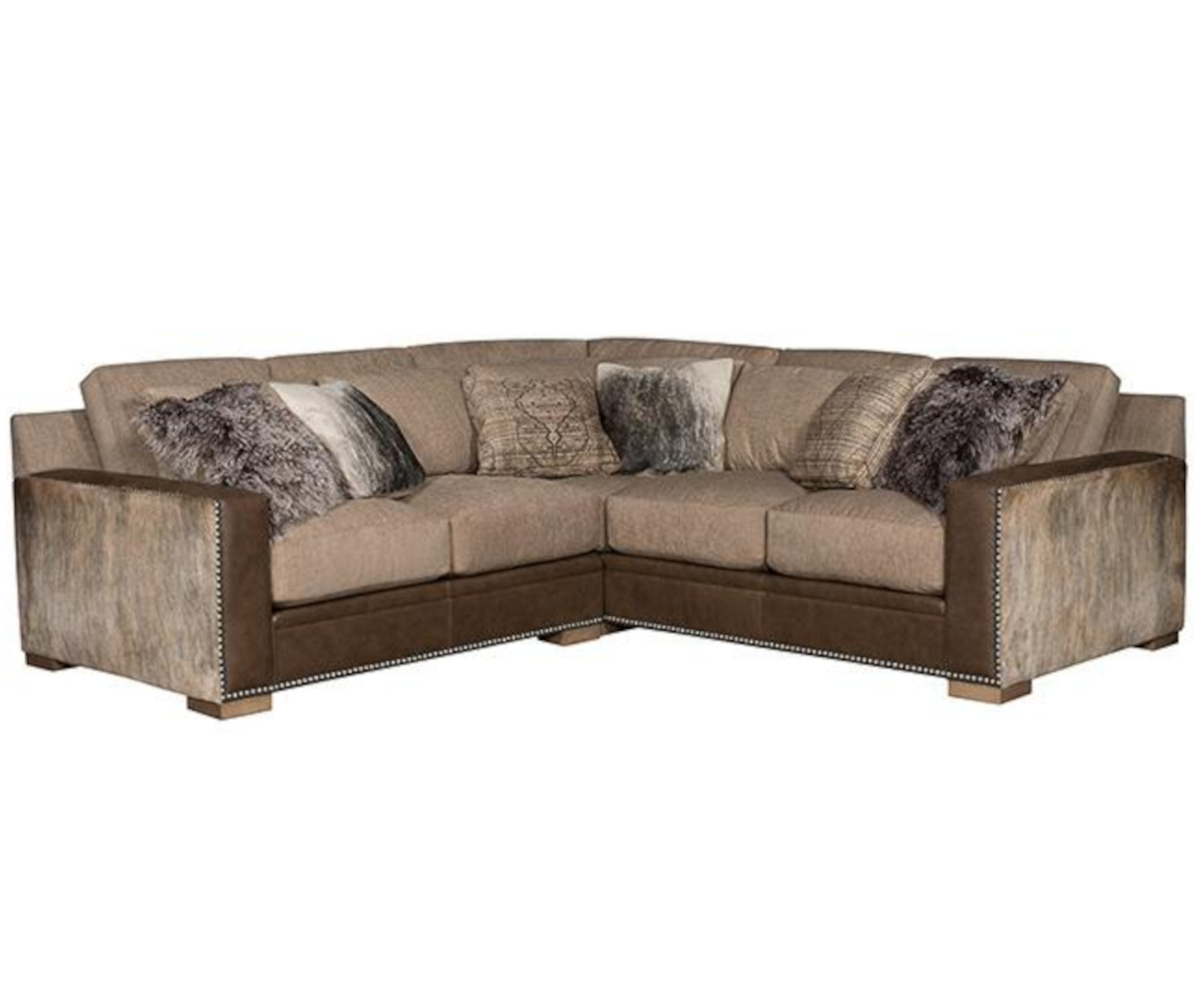 California LAF Loveseat/Corner Chair/RAF One Arm Loveseat in Leather and Fabric