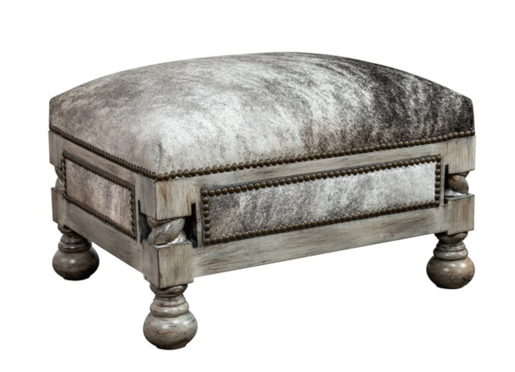 All Hallows 841 Wood Carved Ottoman by Leathercraft