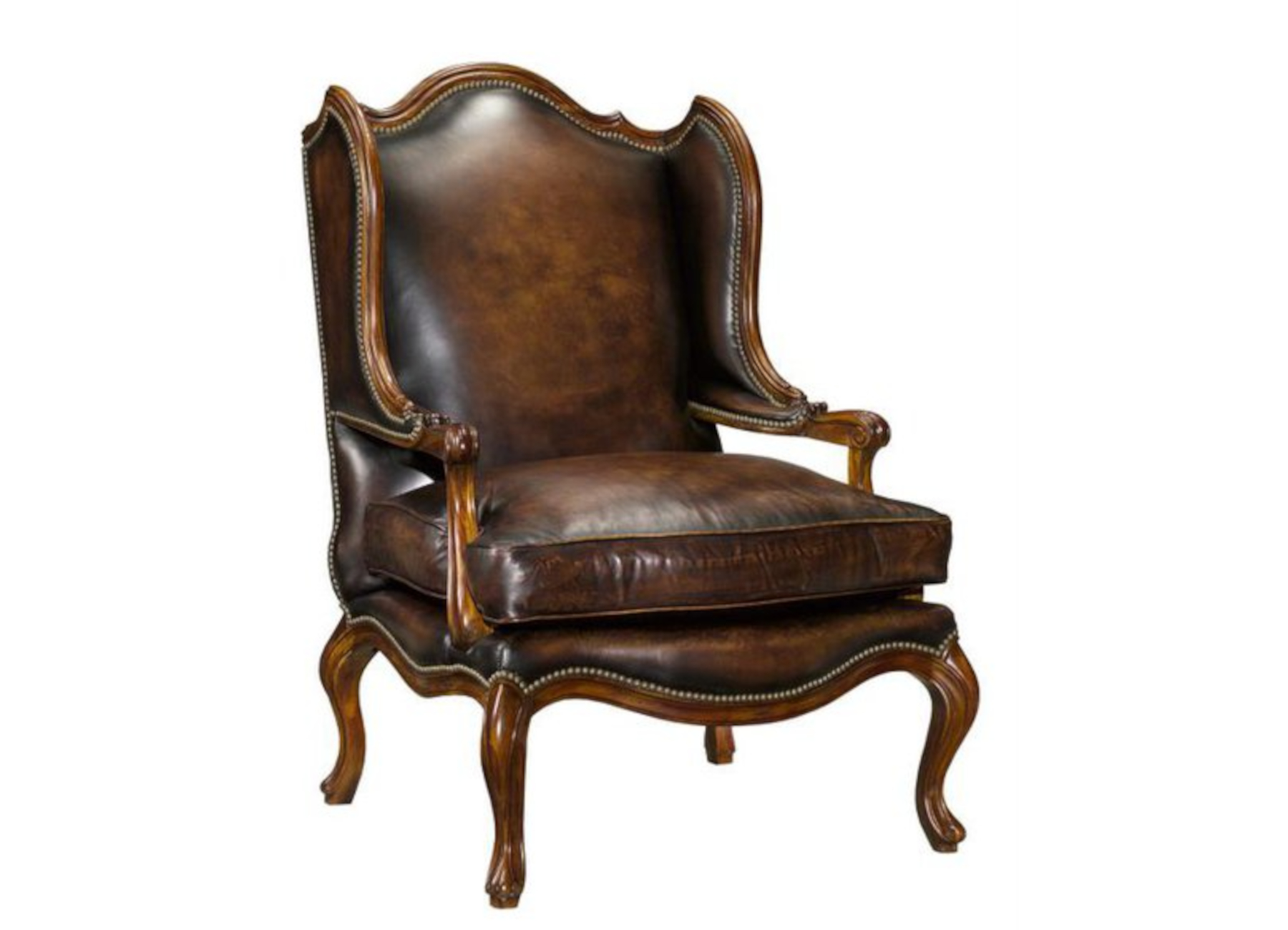 Haute Garrone Wood Carved Wing Chair by Leathercraft