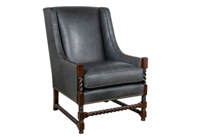 Jacoby Wood Carved Wing Chair by Leathercraft