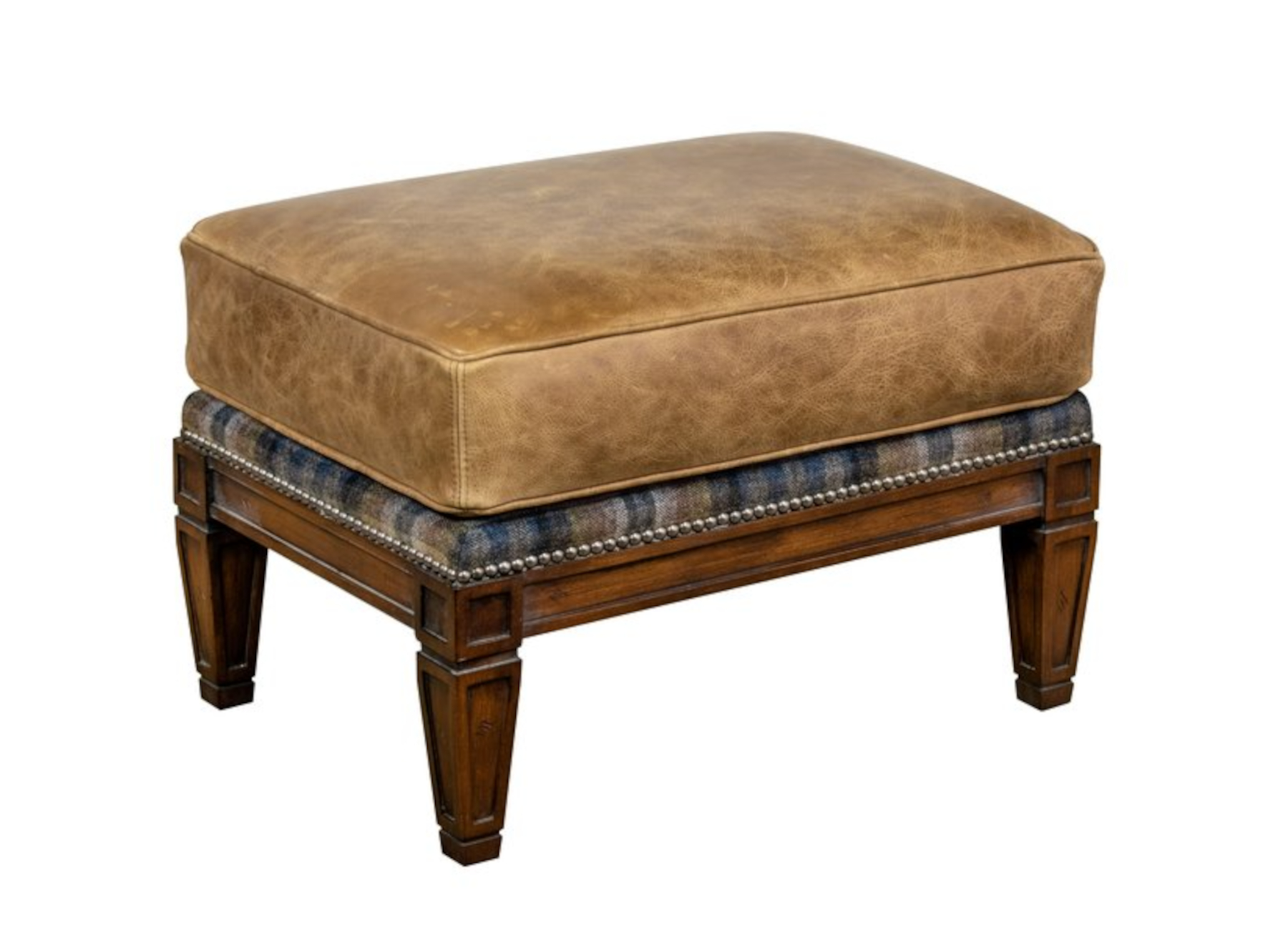 San Baranto 882 Wood Trimmed Ottoman by Leathercraft