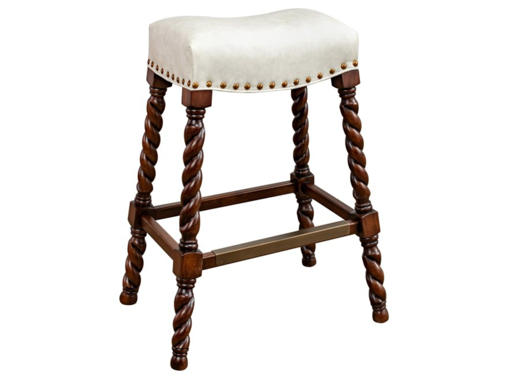 Apothecary 809 Wood Carved Bar Stool by Leathercraft
