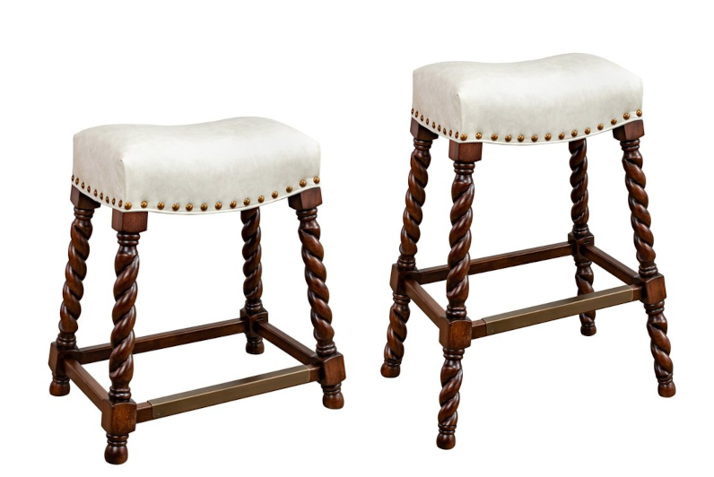 Apothecary Wood Carved Stools by Leathercraft