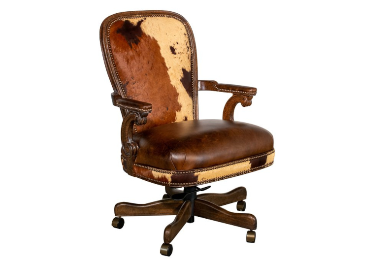 Bozeman Upper House Wood Carved Executive Chair by Leathercraft