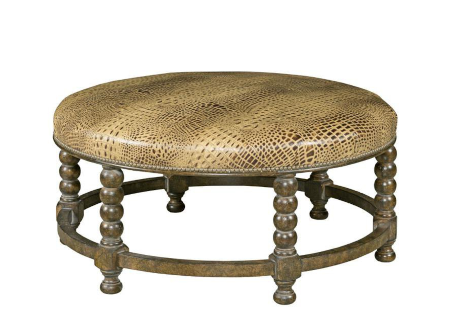 Cardiff 891 Wood Carved Cocktail Ottoman by Leathercraft