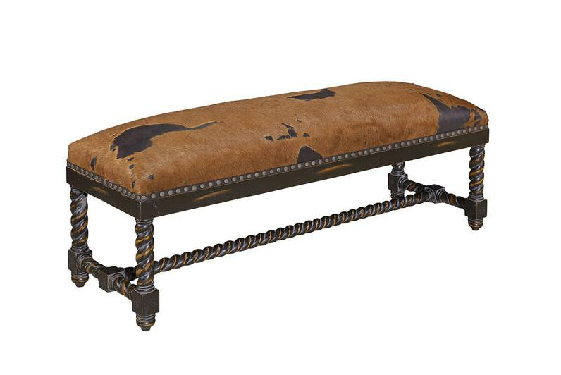 Hadliegh Wood Carved Twist Bench by Leathercraft