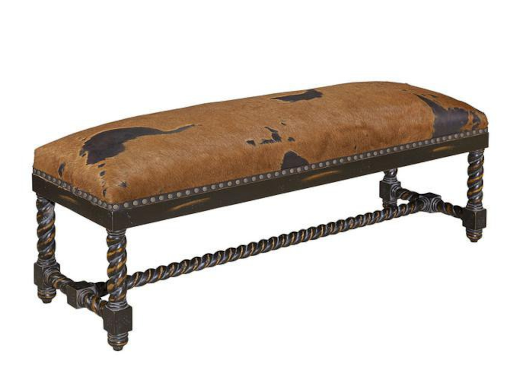 Hadliegh 883 Wood Carved Twist Bench by Leathercraft