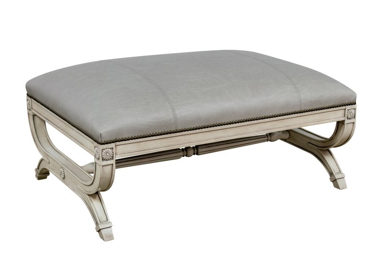 Narcisse Wood Carved Cocktail Ottoman by Leathercraft