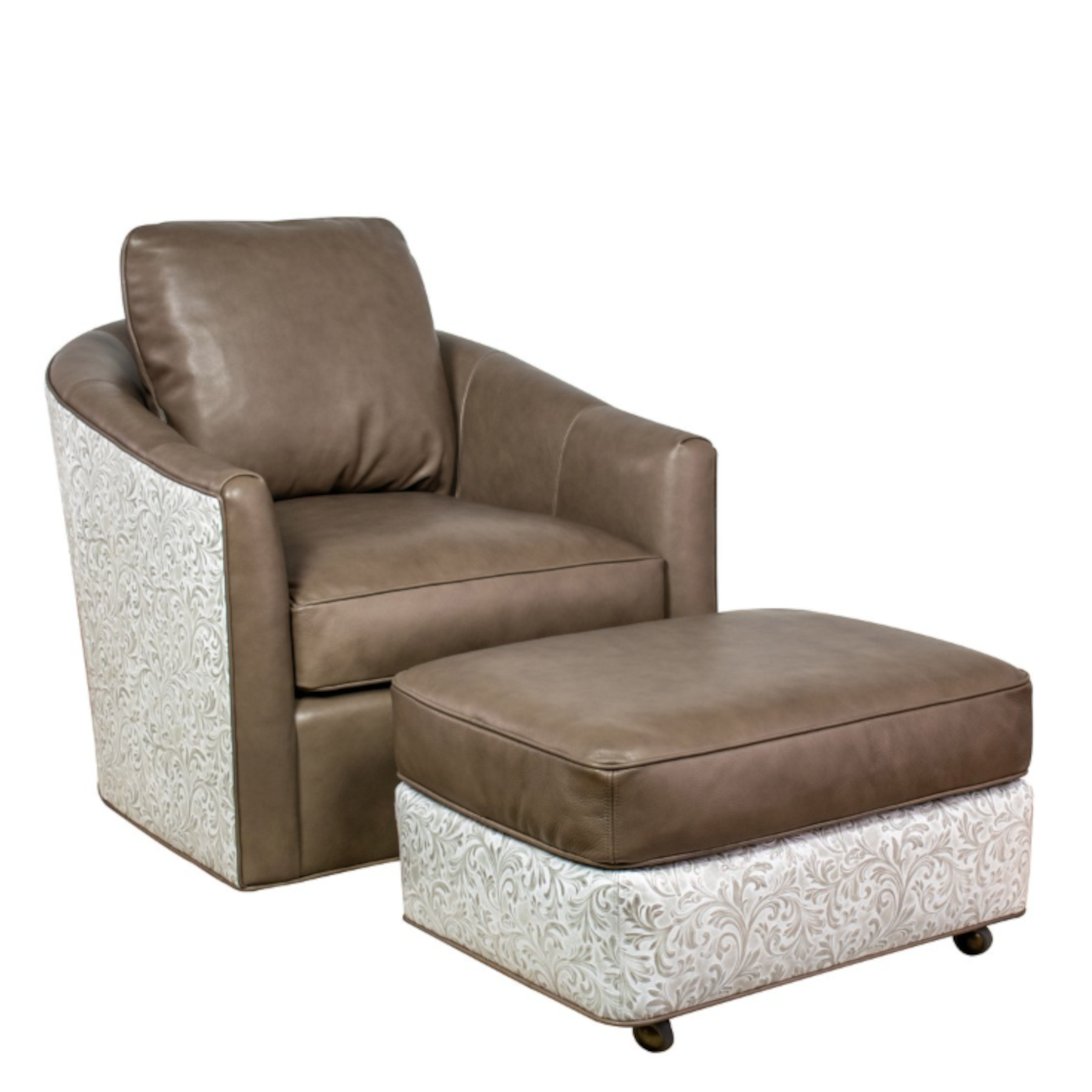  Bayswater Swivel Chair & Caster Ottoman by Leathercraft (sold separately)