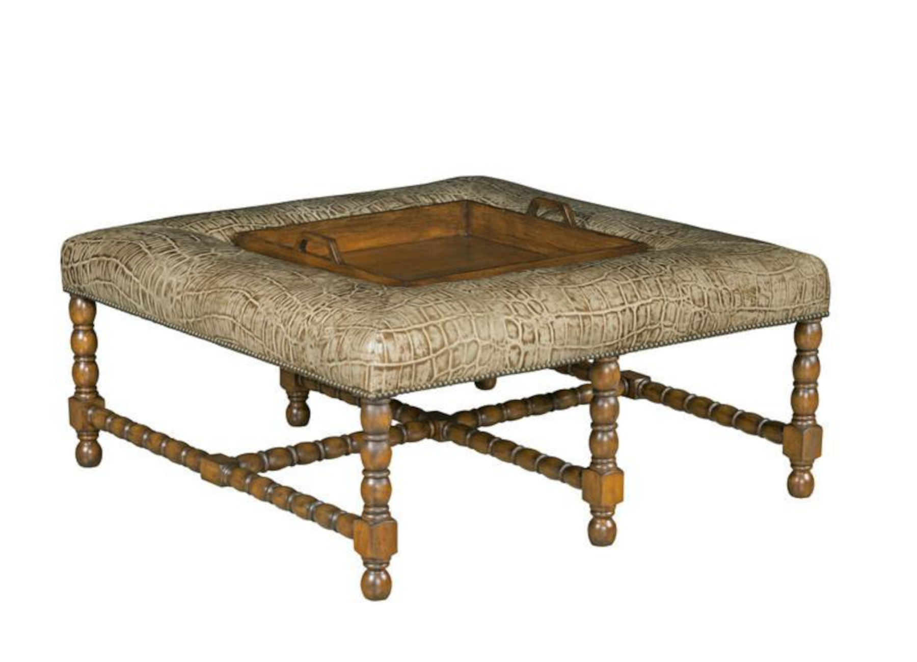 Hyde Park 728 Tray Cocktail Ottoman by Leathercraft