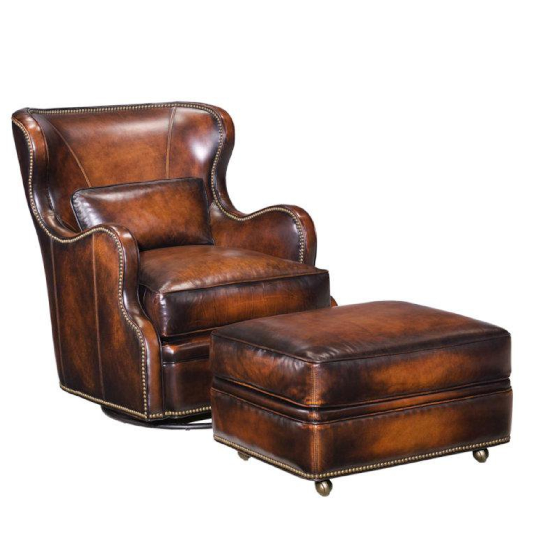 Saddlebrook 450-GS Glider Swivel Chair with Track Arm & 450-O Caster Ottoman