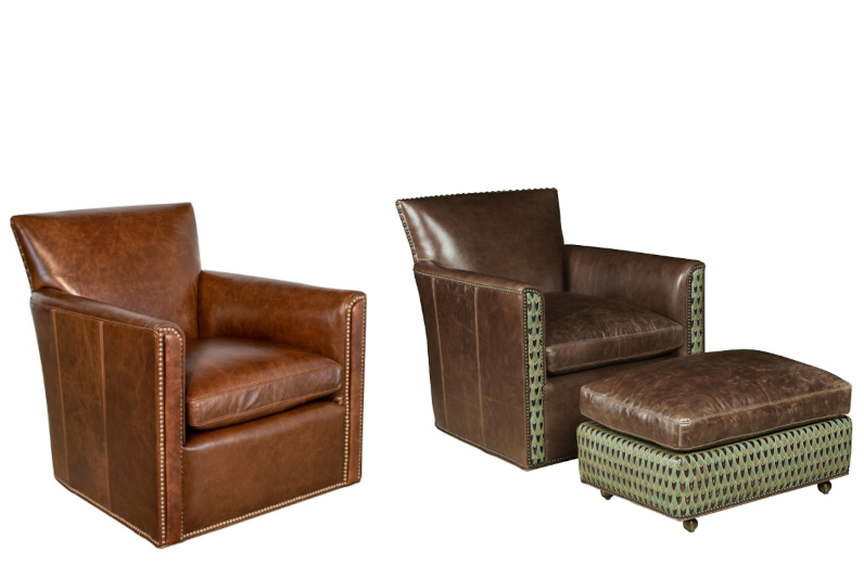 Hampstead Swivel Chair & Caster Ottoman by Leathercraft