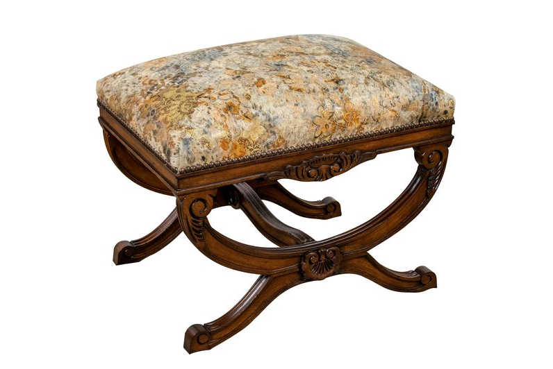 Monticello Wood Carved Bunching Ottoman by Leathercraft