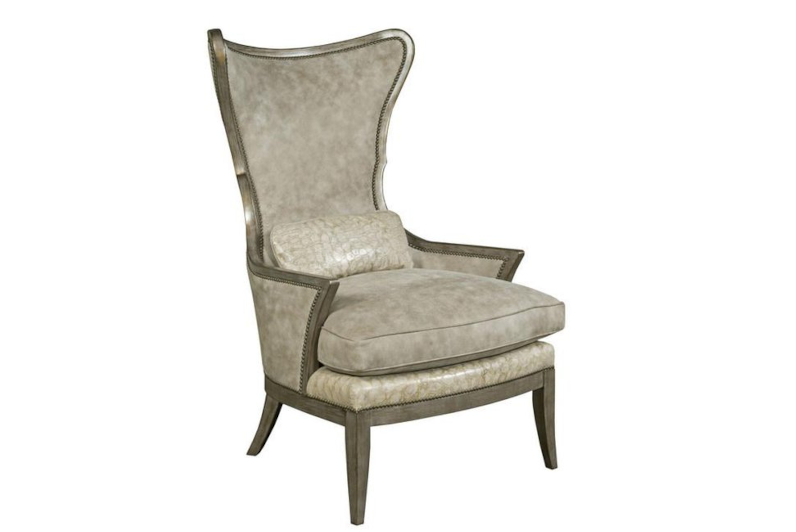 Victoria's Transition Wood Trimmed Wing Chair by Leathercraft