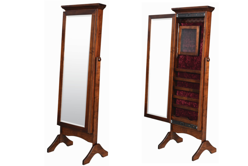 Cheval Mirror with Jewelry Storage and Sliding Door (1362SL)