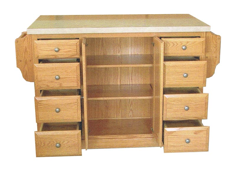 Kitchen Island with Drawers Open