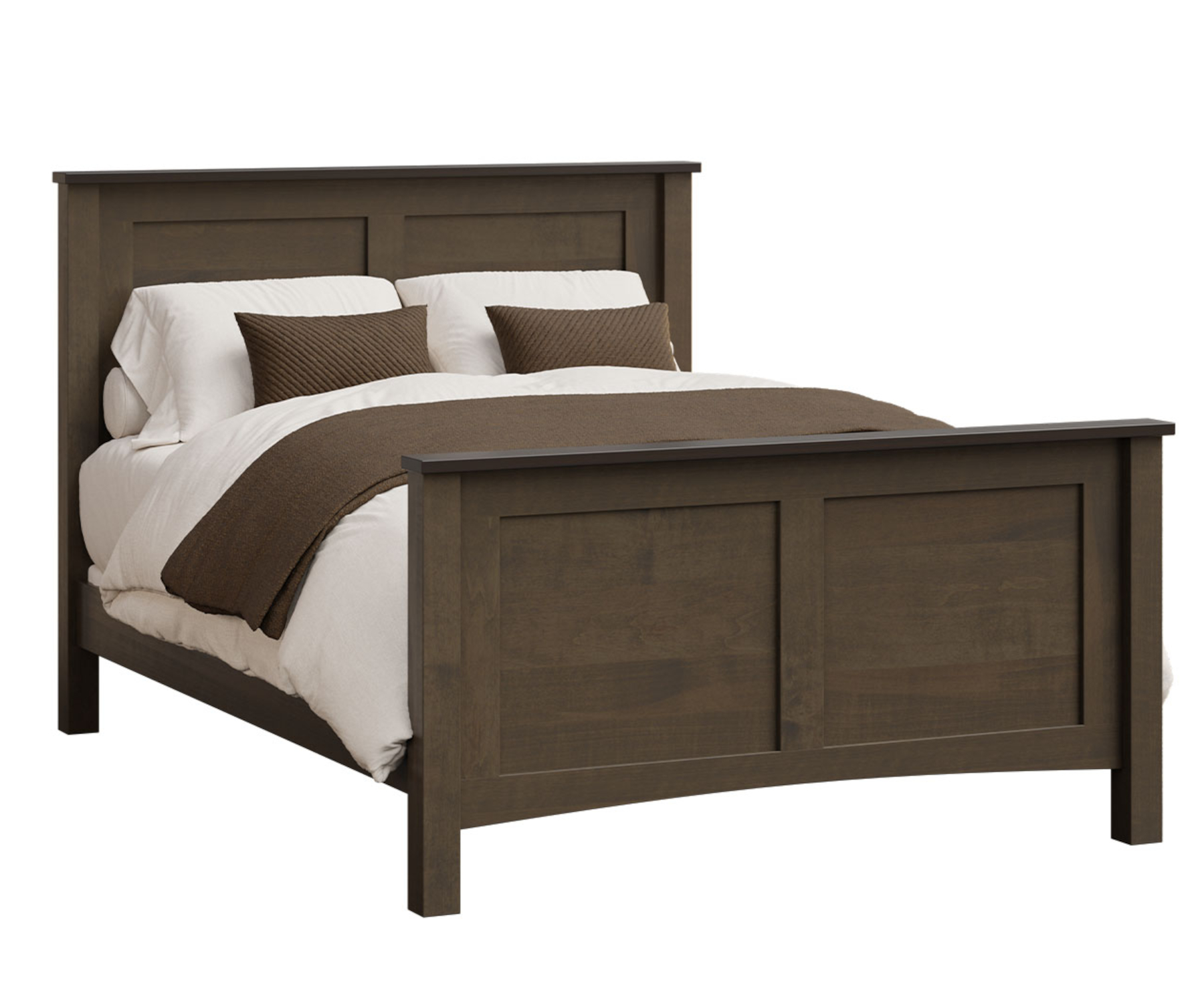 Dutch Country Mission Panel Bed in Brown Maple with OCS-Smoke Finish