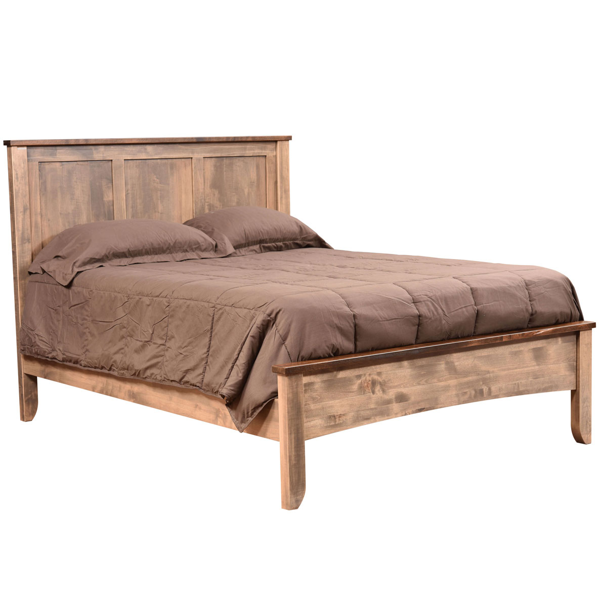 Roxbury Rustic Smooth Bed shown in Brown Maple with Legacy Chocolate Stain Top and Legacy Toast Stain Bottom