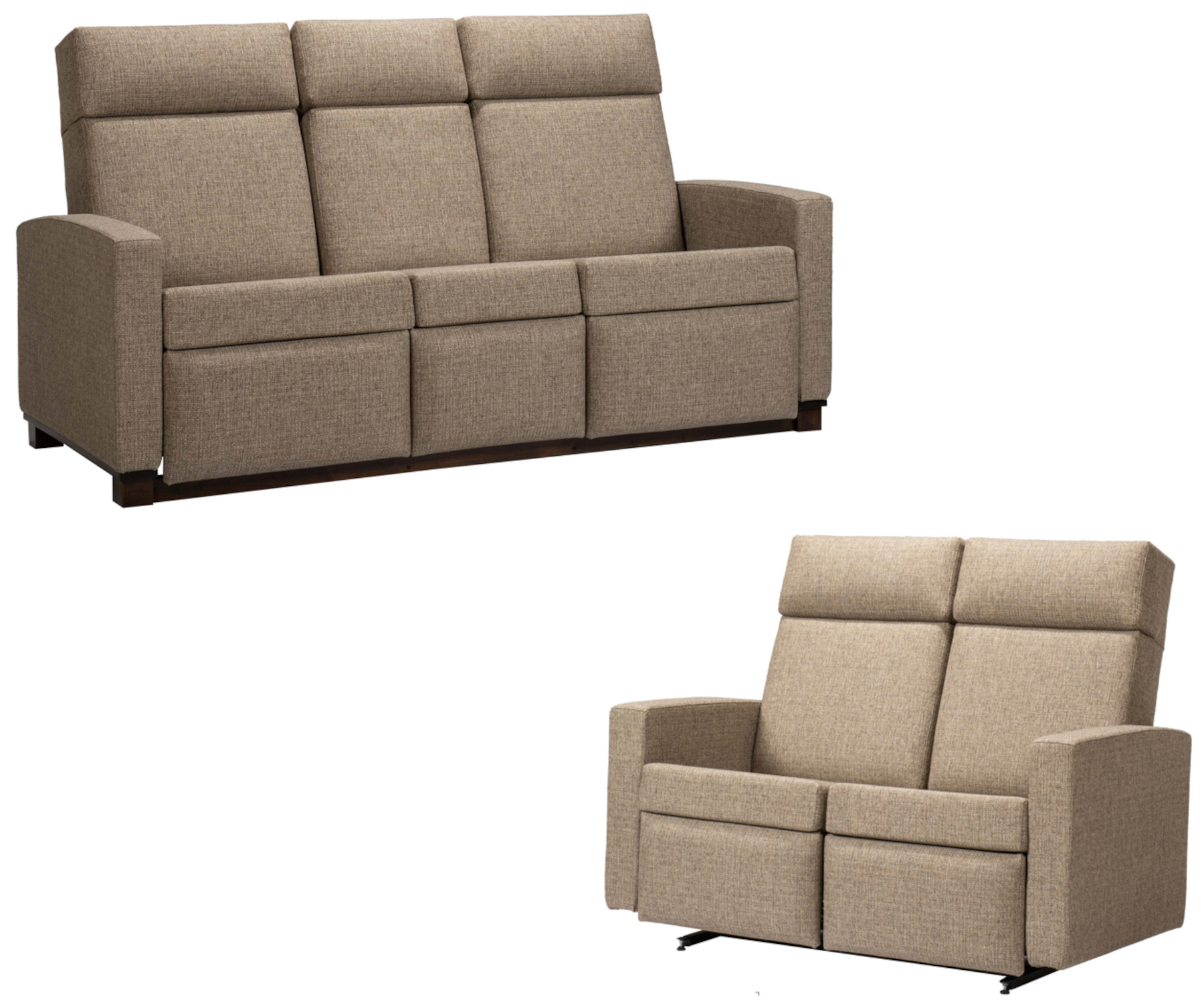 93 Modern Shaker Reclining Wallhugger Sofa & Loveseat
