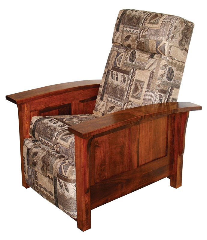 Mission style wall clearance hugger recliner