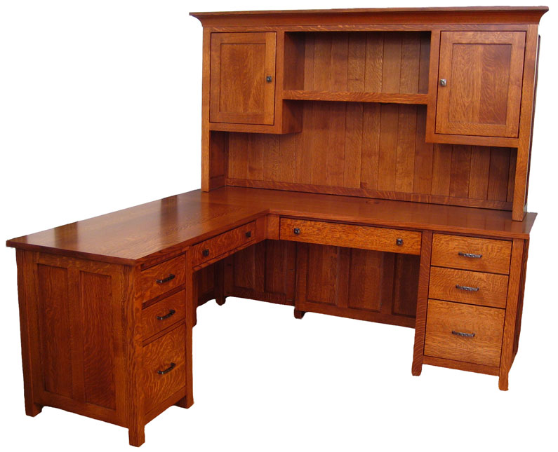 Mission L Desk And Hutches In Solid Hardwood Ohio Hardwood Furniture