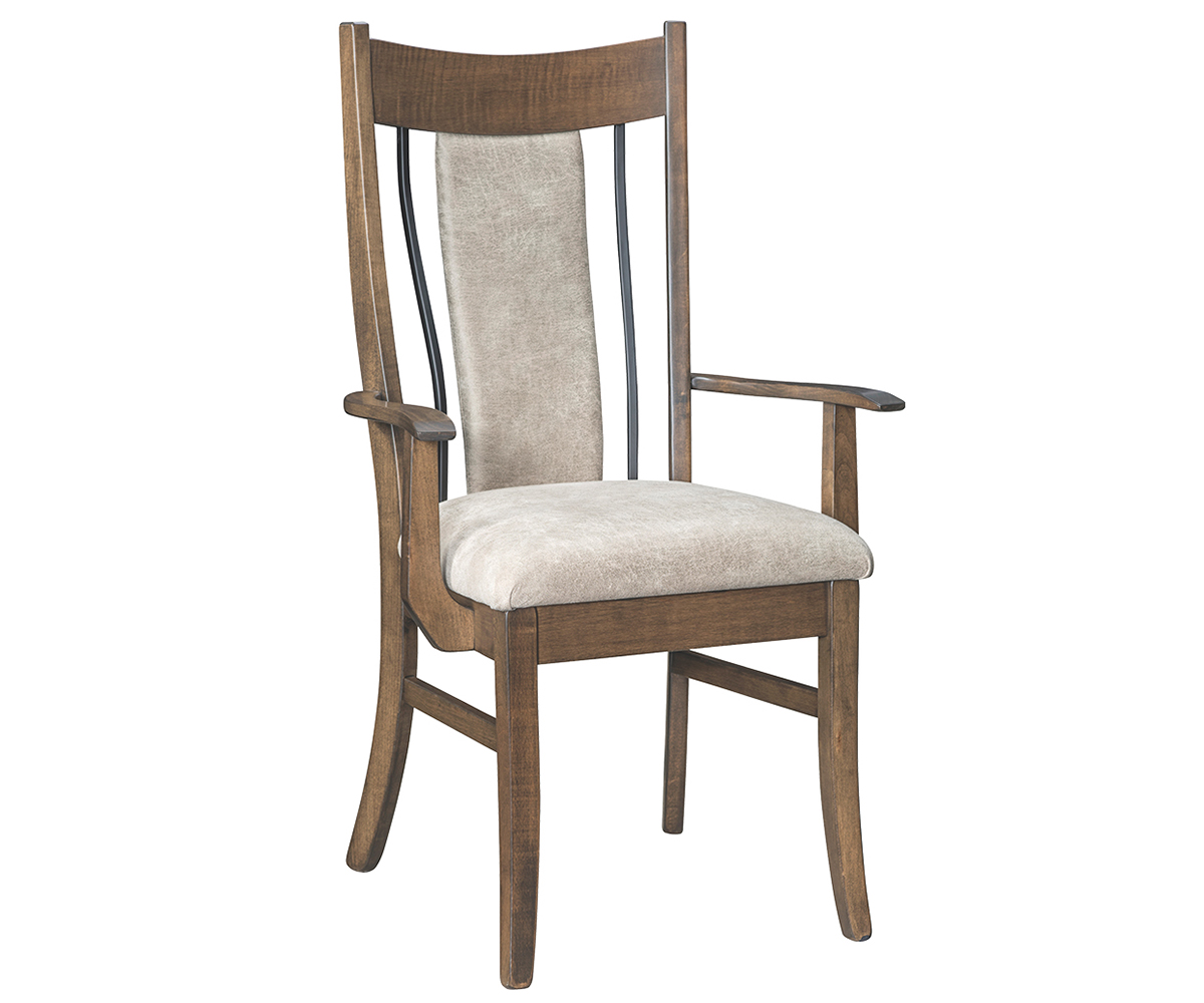 Eagle Upholstered Arm Chair with Wrought Iron Back