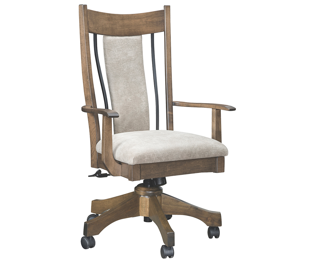 Eagle Upholstered Desk Chair with Wrought Iron