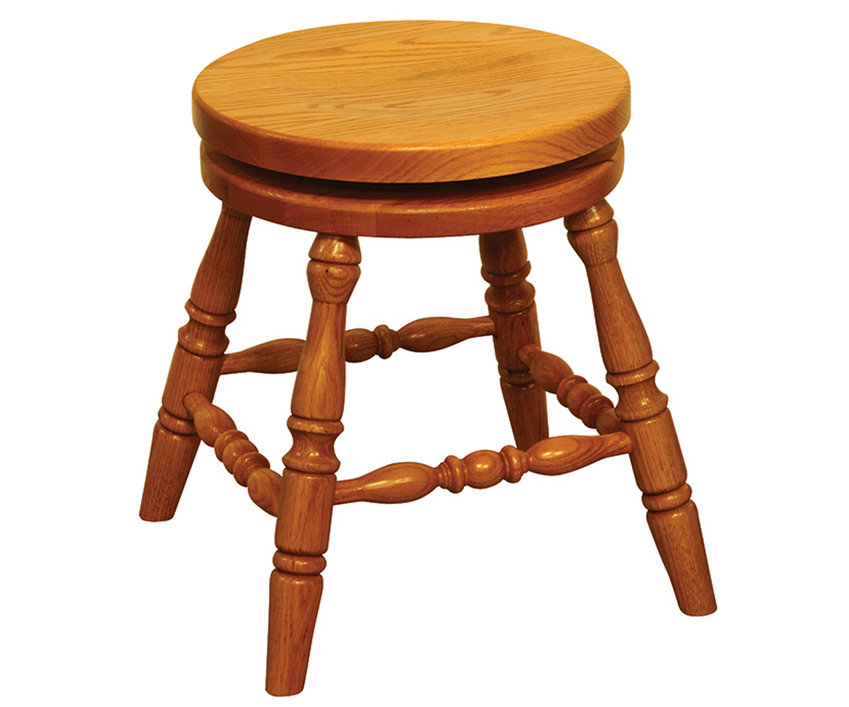18" Scoop Seat Swivel Bar Stool with Turned Leg