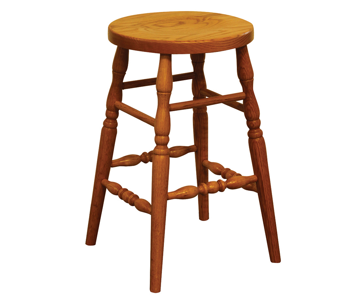24" Scoop Seat Bar Stool with Turned Leg
