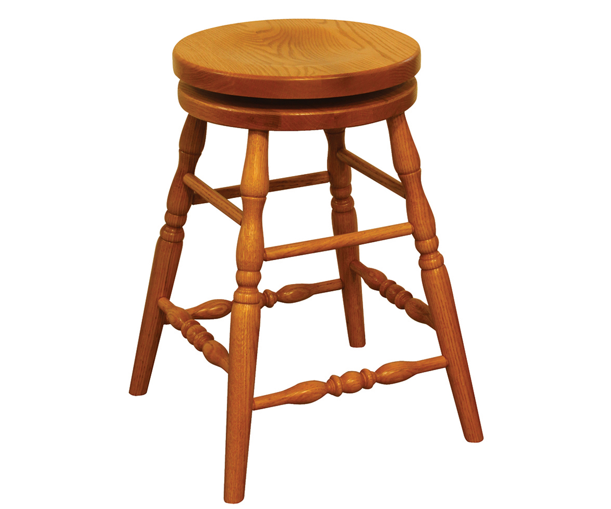 24" Scoop Seat Swivel Bar Stool with Turned Leg