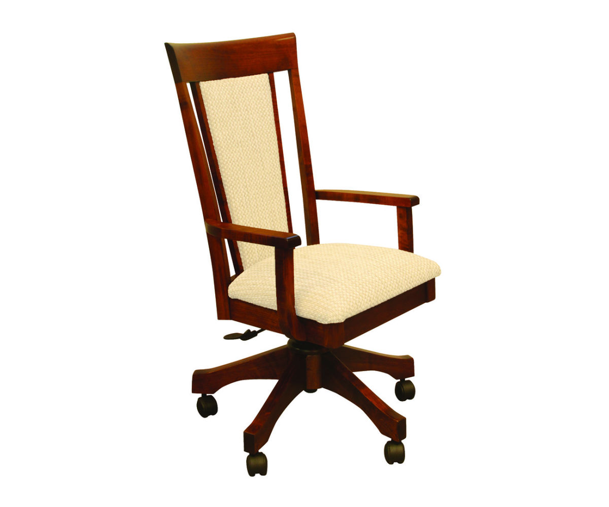 Old World Shaker Upholstered Desk Chair in Fabric