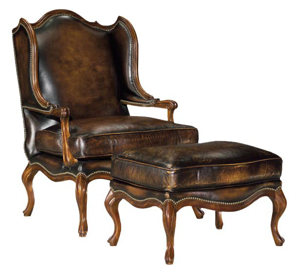 Leathercraft 813 Haute Garrone Wing Chair and 813 Haute Garrone Ottoman