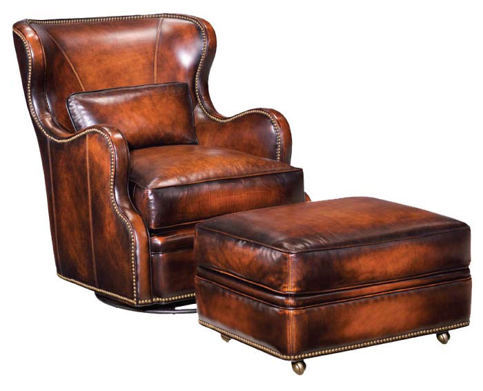 Leathercraft 450 Saddlebrook Track Arm Glider Swivel Chair and 450-O Saddlebrook Ottoman