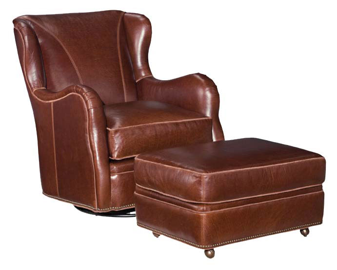 Leathercraft 451 Saddlebrook English Arm Glider Swivel Chair and 451-O Saddlebrook Ottoman