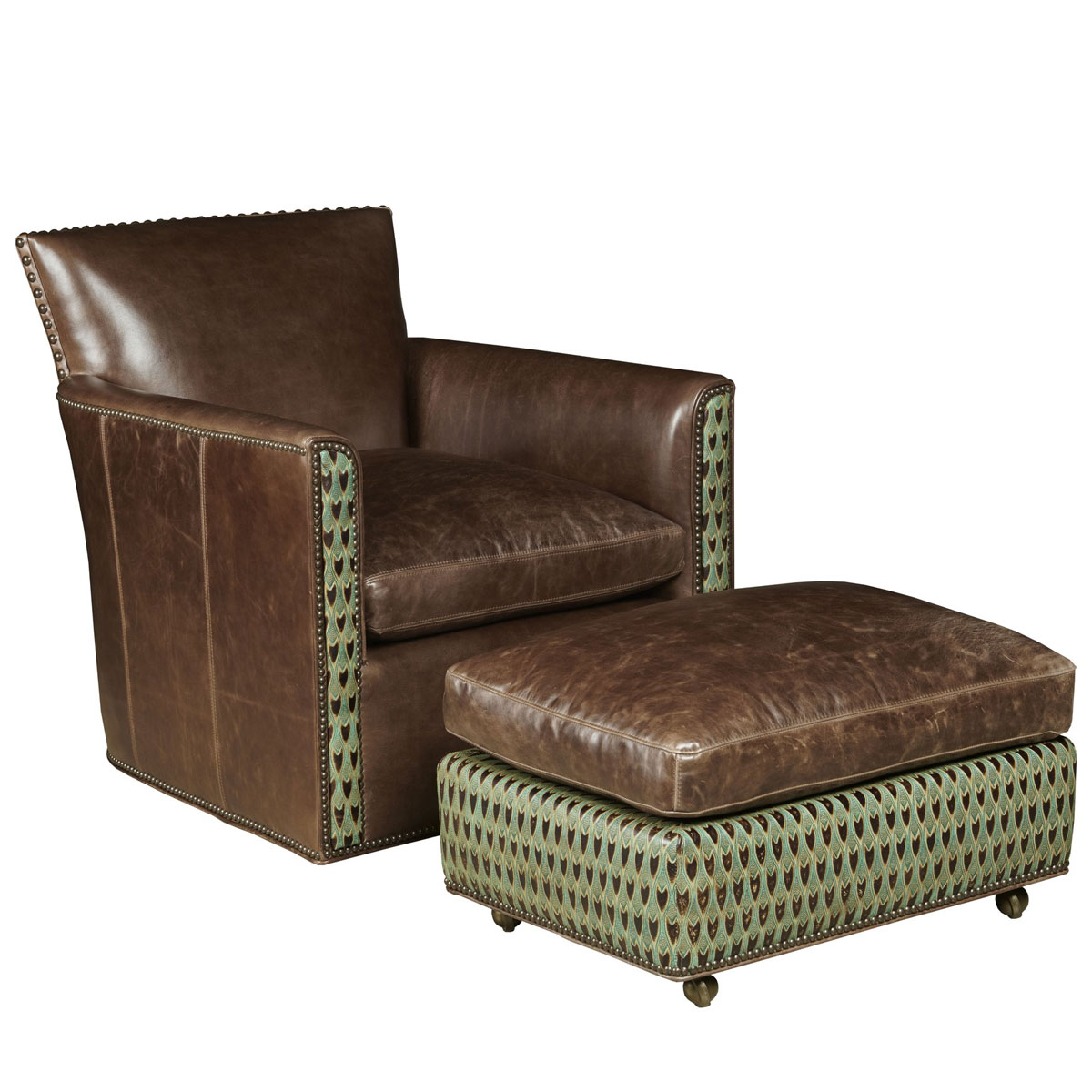 Leathercraft 598-S Hampstead Swivel Chair and 598C-O Hampstead Caster Ottoman