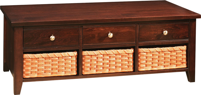 Crawford Coffee Table (PLW-0174) Shown With Optional Baskets (additional charge per basket)