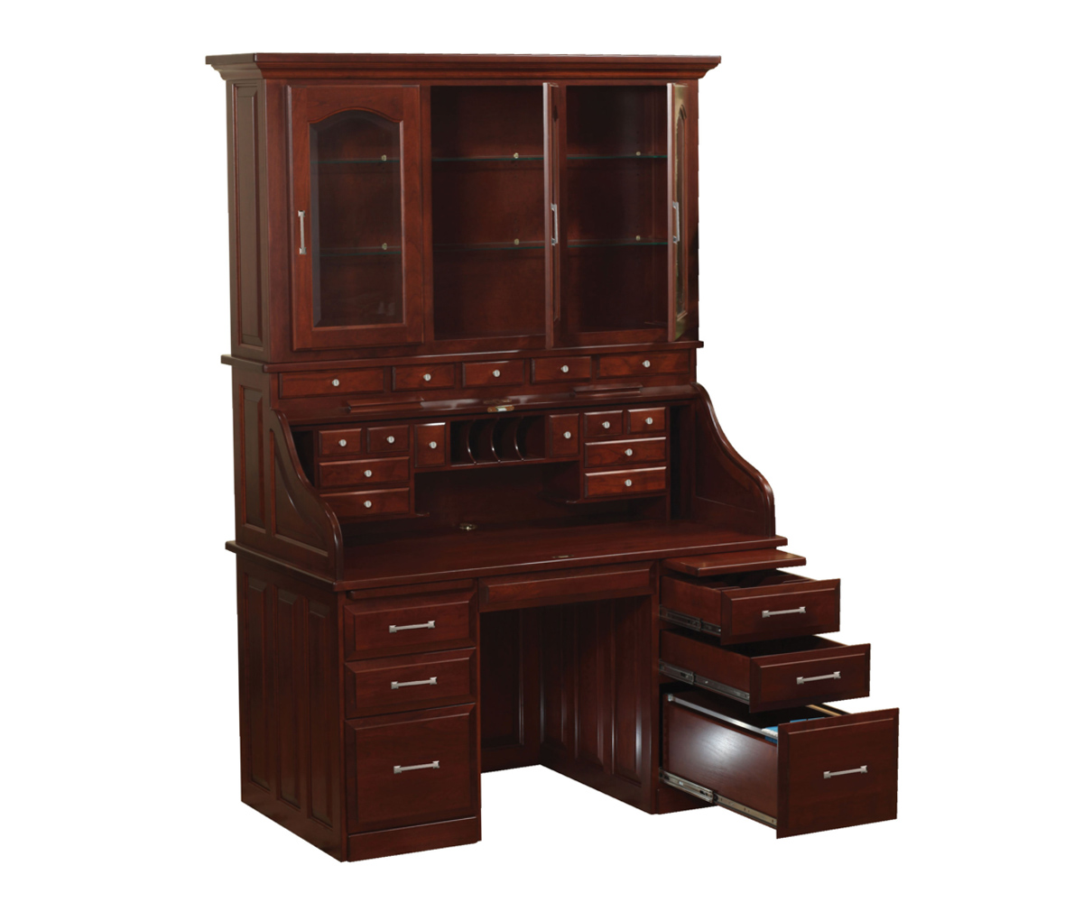 Traditional 56" Roll Top Desk with Drawers on Top and Optional Traditional Hutch (sold separately) 