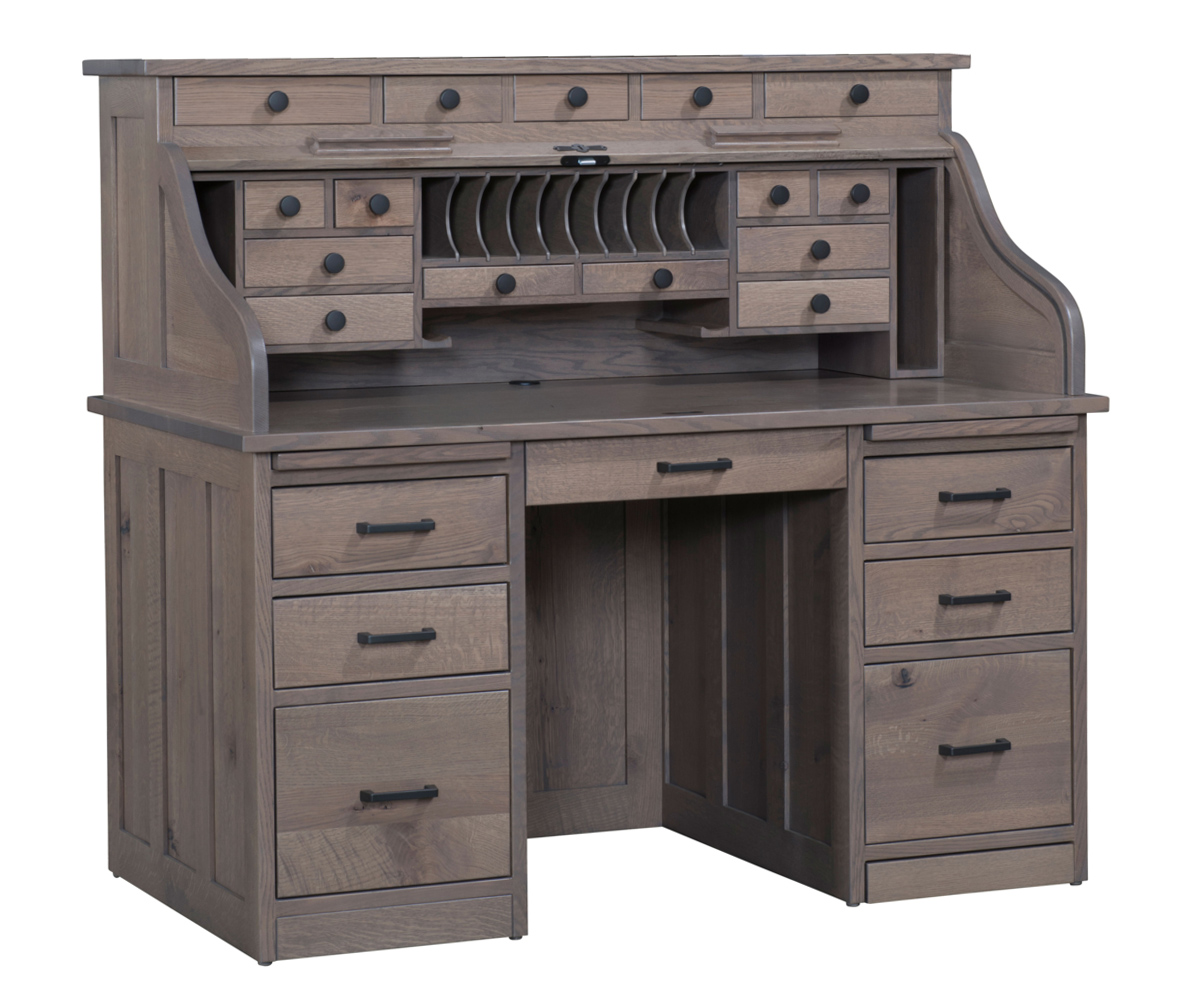 Mission 56" Roll Top Desk with Drawers on Top shown with Optional Executive Cubby