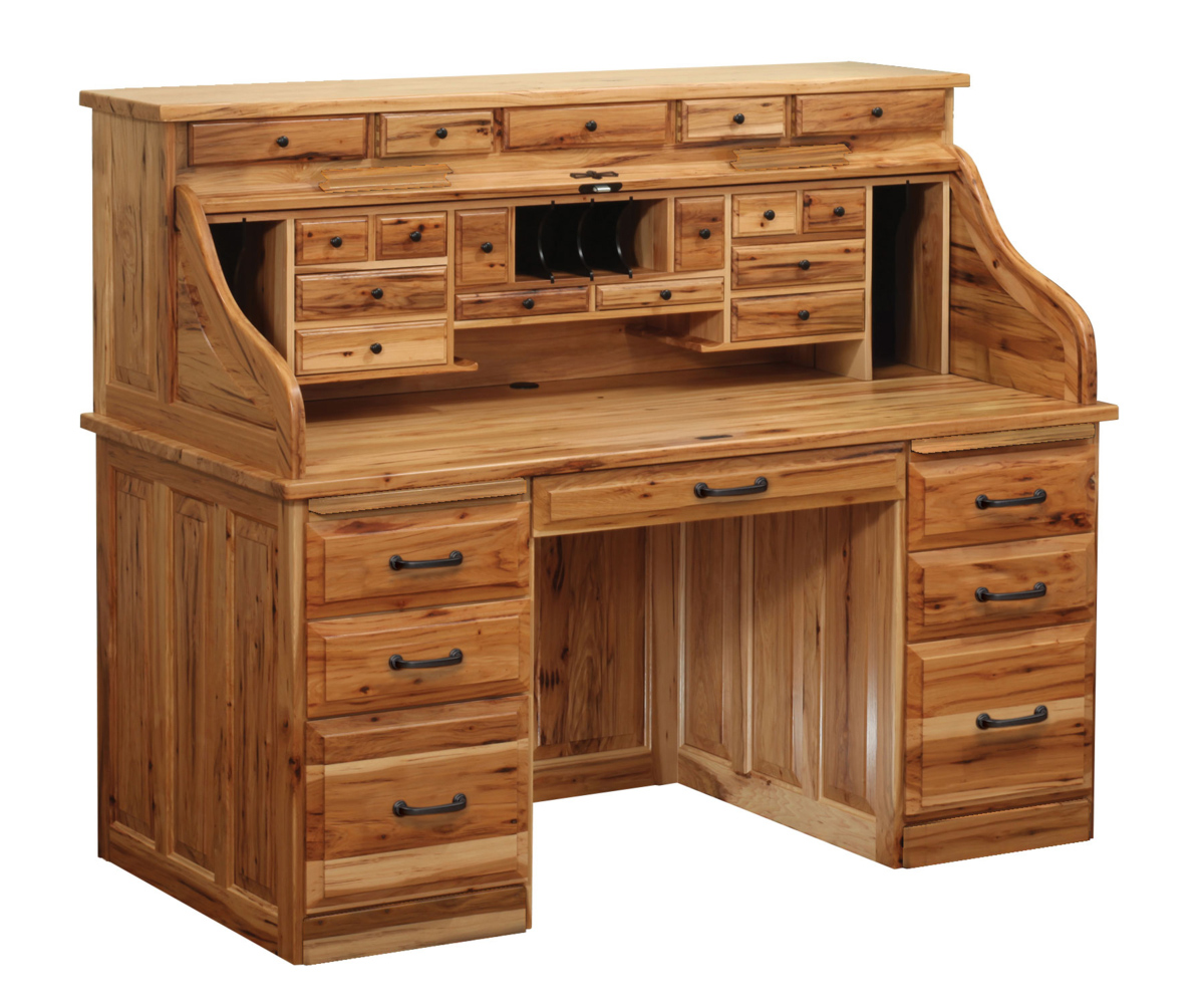 Traditional 62" Roll Top Desk with Drawers on Top 