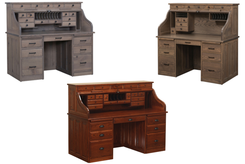 Traditional or Mission Roll Top Desks