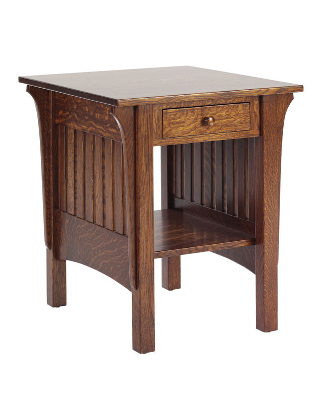 1800 Mission Series End Table in Quartersawn White Oak with Optional Drawer