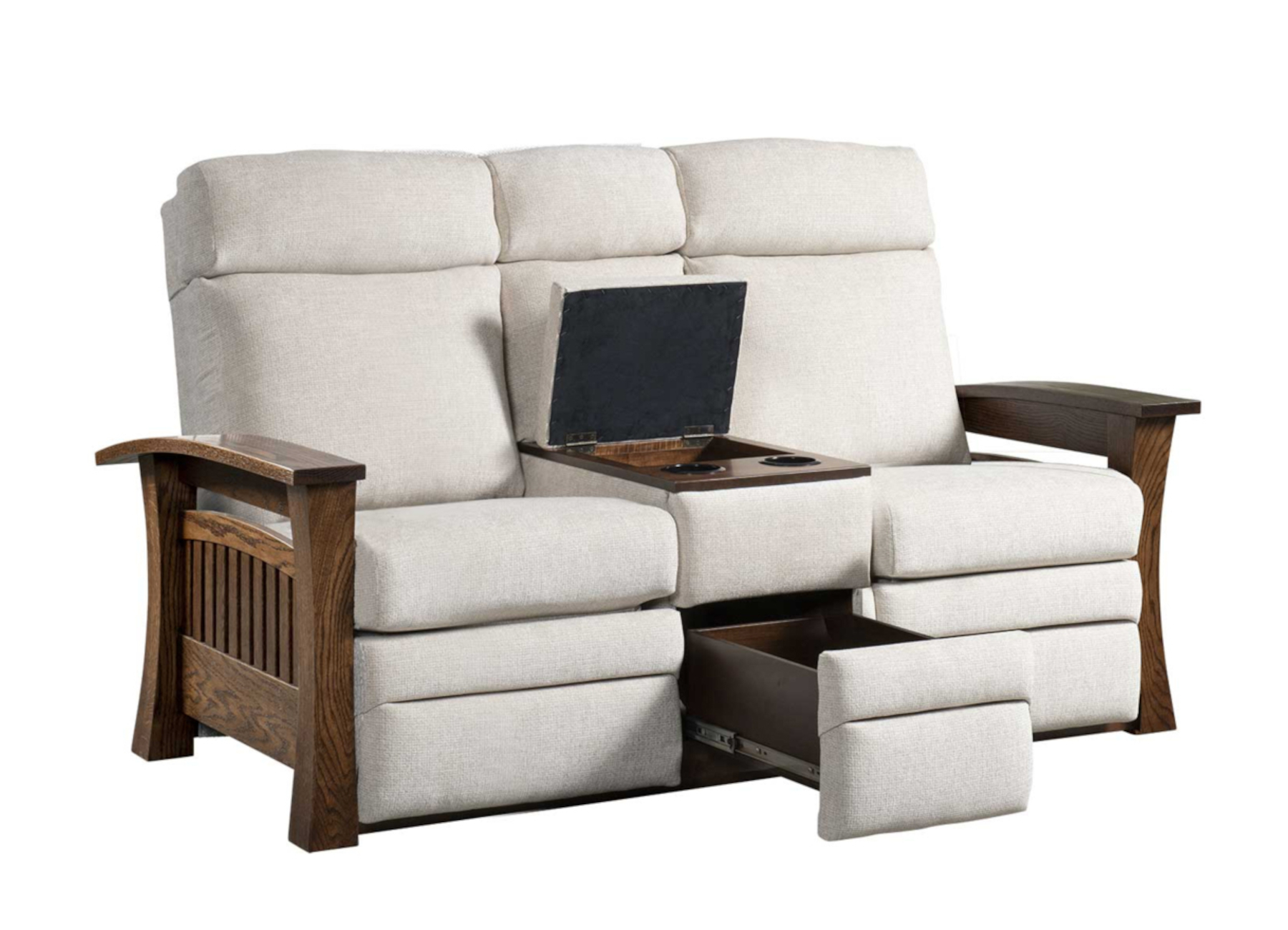Mission Gateway Center Console Recliner Loveseat Open