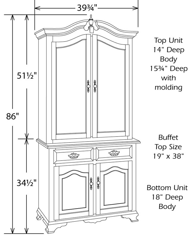 Bavarian 2 Door China Hutch Dimensions