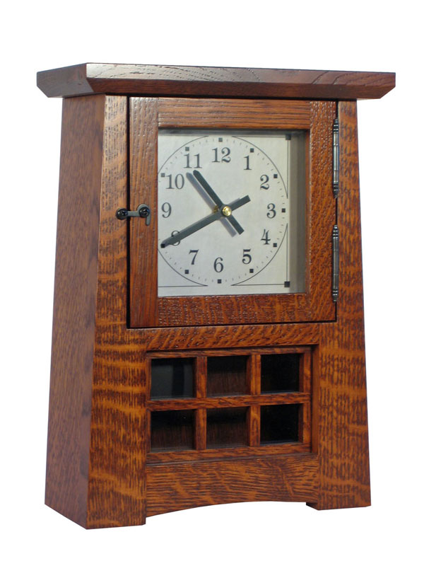Arts and Crafts Pendulum Clock in Quatersawn White Oak with OCS-113  Michael's Stain