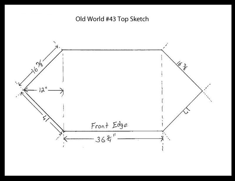 Old World #43 Corner TV Stand - Top View Sketch