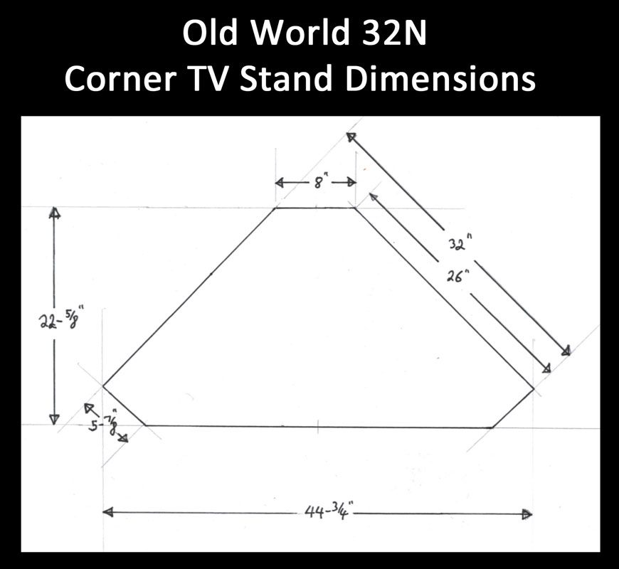 Old World #32N Corner TV Stand Dimensions