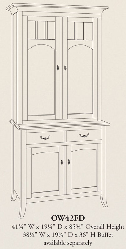 Old World Two Door China Hutch Variation (OW42FD)