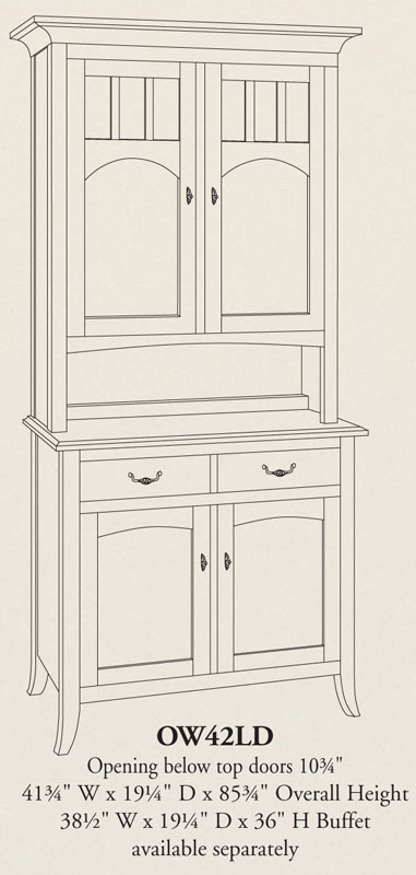 Old World Two Door China Hutch Variation (OW42LD)