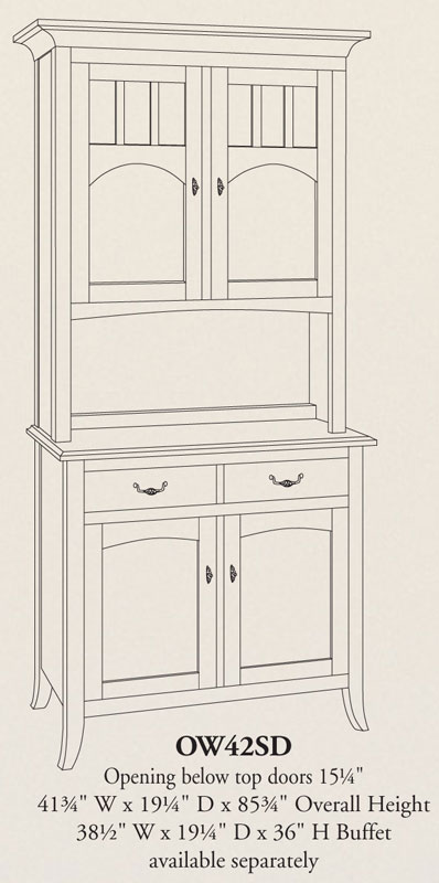 Old World Two Door China Hutch Variation (OW42SD)