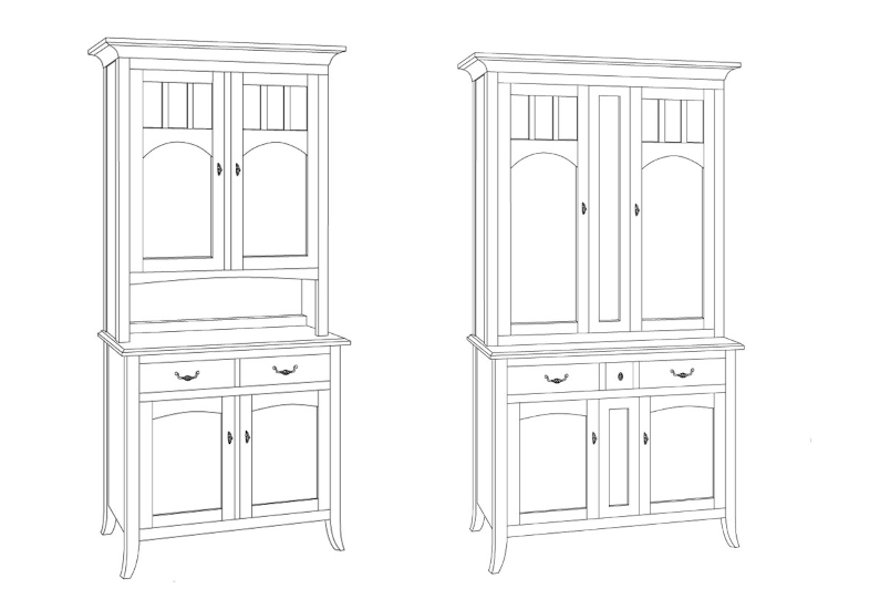 Old World Two Door China Hutches